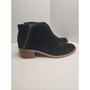 DOLCE VITA Ankle Boots Size 8.5‎ Black Suede Side Zip Block Heel